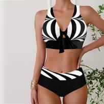 Moteriški maudymosi kostiumėliai Tankini 2 dalių maudymosi kostiumėlis White Crescent Moon atostogų maudymosi kostiumėliai S juoda
