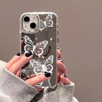 Mobiliųjų telefonų dėklai iPhone 11 13 XR 15 Pro Max 12 14 Pro Max Case iPhone 16 XS Max veidrodinis apsauginis dėklas Veidrodis išskirtinis animacinis filmas, atsparus vandeniui iPhone 11 Pro Max sidabras