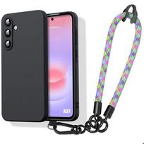 Case for Samsung Galaxy A37 5G, Black Shockproof Protection with Detachable Multicolored Bracelet juoda