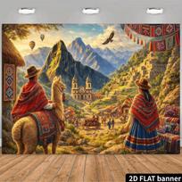 Peru kaimo gobelenas, Andų lamos fono audinys, namų dekoras 47.2x31.5inch/120*80cm