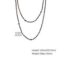 Vnox Stainless Steel Black Onyx Tiger Eye Beaded Necklaces Double Layer Long Chain Necklace Trendy Jewelry Gift for Men Women