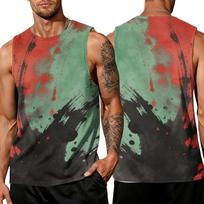Men Sleeveless Tank Top Casual Printed Pattern Relaxed Fit Lightweight Breathable Sports Workout Vest for Daily Wear L juoda