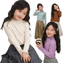 LUSON Girls' 2025 Spring Long-Sleeve High-Collar Base Layer Top 160