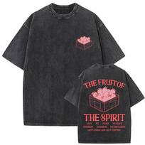 The Fruit of The Spirit Christian Jesus Vintage Washed T Shirts  Men Women Casual Cotton Retro Short Sleeve T-shirts Streetwear S