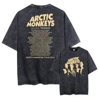 Arctic Monkeys Vintažiniai skalbti didelio dydžio grafiniai marškinėliai vyrams - Y2K Hip Hop gatvės apranga su koncertų datomis S įvairiaspalvis