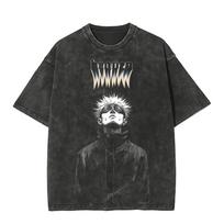 Satoru Gojo Heaven Tshirt Jujutsu Kaisen Manga Tee Vintage Washed Oversized Retro Anime Harajuku Men Streetwear Top Clothes S įvairiaspalvis