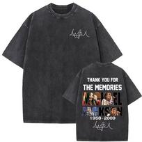 Michael Jackson Thank You for The Memories Vintage Washed T Shirt Men's Women Fashion Hip Hop Style Oversized T-shirt Streetwear S įvairiaspalvis