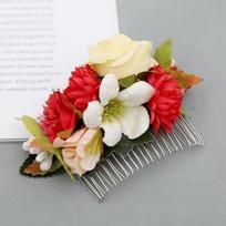 Vintage Flower Hair Comb Romantic Bridesmaid Headwear Fashion Bridal Hair Accessories  Festival raudona