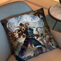 Game Dota 2 Rubick Pillow Case Square Double-Sided Printing Short Plush Sofa Cushion Cover Bedroom Bedside Pillow Peach skin 18*18(CM)-1Pcs