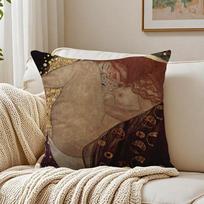 Nouveau Austrian Art G-Gustav Klimt Cushion Cover Pillowcase Anti-Dustmite Living Room Sofa Decor Cushion Room Peach skin 18*18(CM)-1Pcs