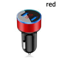 Automobilinis įkroviklis Dvigubas USB Qc 3.0 Adapteris Cigarečių žiebtuvėlis Led Voltmetras Visų tipų Mobiliojo telefono įkroviklis Smart Dual USB įkrovimas raudona