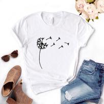 Wildflower Dandelion Printed Women T-Shirt O Neck Short Sleeve Cotton Tshirt Casual Summer Female Girl Tee Top S balta