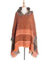 European & American Herringbone Women's Hooded Poncho Pullover (Spring, Autumn, Winter Collection) 135x135x25 cm