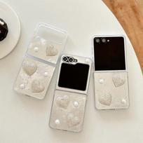 Perlinė meilės peteliškė drugelio telefono dėklas, skirtas Samsung Zflip 6 Flip Fold Flip 7 Madingas W24flip For  Samsung ZFlip3