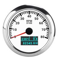 3 viename tachometras Vandens temperatūra Alyvos slėgis Bendras valandų skaitiklis Rodyklė IP67 Automobiliui Sunkvežimiui Laivui White Dial