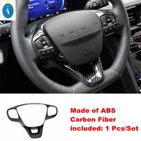 For Ford Kuga Escape  - 2024 ABS Carbon Fiber Look Auto Steering Wheel Cover Trims Stickers Car Accessories Styling Frame Carbon Fiber
