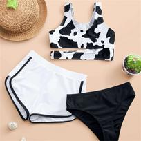 Toddler Baby Gir Swimwear Watermelon Striped Swimsuit Bathing Beach Romper 130 juoda