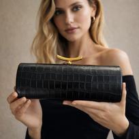 Nauja krokodilo odos bagetės tipo rankinė per petį crossbody madinga garsenybių vakarienė juoda