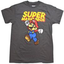 Super Mario Bros. Mens Mario Jump Graphic Gray T-Shirt New M, L 2XL