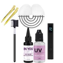 UV plaukų priauginimo keitimo įrankių rinkinys Skaidrūs UV klijai 30g 30ml Šalinimo priemonė Greitai stingstanti UV lempa plaukų, perukų ir blakstienų priauginimui A set