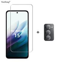 6in1 Full Gule Glass For Xiaomi Redmi 15 Tempered Glass Redmi 15 Screen Protector HD Protective Phone Lens Film For Redmi 15 For Redmi 15 4G