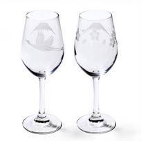 Kobo Edo Kiriko Wine Glasses Pair with Crane Cherry Blossom Comes in a gift Made in Perfect for 60th 70th or as a souvenir from Japan or [Taimuro