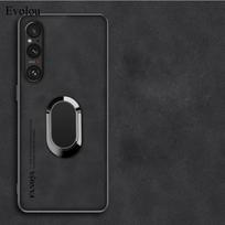 For Sony Xperia 1 V 10 V Sheepskin Leather Magnetic Ring Stand Holder Phone Case For Xperia 1 V 10 V Lens Protection Back Cover For Xperia 10 V