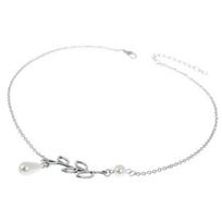 Unique Water Droplet Leaf Design Necklace With Alluring Pearl Accents For Women