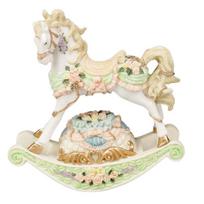 Exquisite European Style Music Box with The Feature of Rotating Carousel Rocking Wooden Horse, Perfect Gift for Girls and Kids