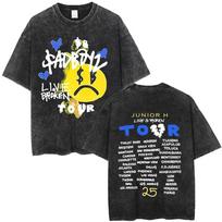 Washed Vintage Rapper Junior H Sad Boyz Sad Boyz Live & Broken Tour T-shirt Men Hip Hop Fashion Oversized T Shirts Streetwear S įvairiaspalvis