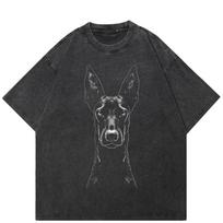 Gatvės drabužiai Dobermann Graphic Unisex marškinėliai Medvilniniai skalbti juodi marškinėliai Unisex Tops Marškinėliai Vasariniai trumpomis rankovėmis marškinėliai S įvairiaspalvis