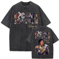 Michael Jackson Popo Karalius MJ Vintažiniai skalbti marškinėliai Vyrams Moterims Aukštosios Gatvės Gotikiniai Klasikiniai Marškinėliai Vasaros Viršus Hip Hop Marškinėliai S įvairiaspalvis