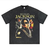 Summer  MJ New Movie Michael Jackson Graphic Vintage Washed T Shirt Cotton Unisex Mens Womens TShirt Yk Tee Fans Gift S įvairiaspalvis