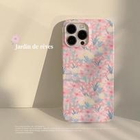 Pink flower sea iphone13 mobile phone case apple 17 for 11 hard 16 retro film case 15promax hair 17promax