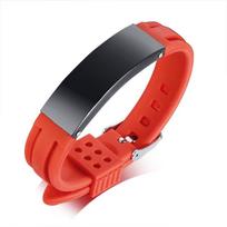 Sports Bent Bracelet, Stainless Steel Silicone Strap Bracelet Men'S Personality Laser Picture Bs-065