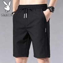 PLAYBOY Men's Ice Silk Breathable Straight-Fit Mid-Length Shorts 32 juoda