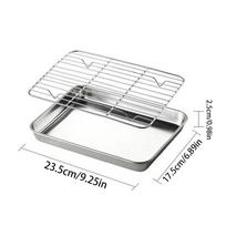 Cooking Wire Rack Stainless Steel Pans Non-Stick With Cooling Rack Square Pan With Strainer Multi-purpose Flat Pan For Cooking