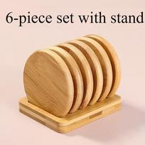 Bamboo Base Coaster Set Simple Creative Cup Holder Round Water Cup Insulation Pad Bamboo Tea Cup Holder Display Rack Accessories
