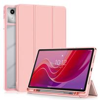 Trifold Paint Leather Acrylic Hard Back Smart Cover for Xiaoxin Pad 2024 Lenovo M11 Case with Pen Holder Ultra Thin Shockproof Protective Cover For Lenovo Tab M11 rožinė