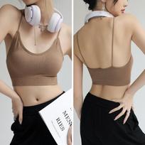 With Chest Pad Simple Thread Bottom Small Strap Vest Female Summer on The United States Back Underwear Can Be Worn Outside Sports Wipe Chest One size