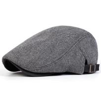 1Piece Men Herringbone Beret Outdoor Adjustable Sunscreen Leisure Hat Spring Autumn Travel Tourism Beach Vacation tamsiai pilka spalva