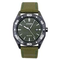 Citizen Eco-Drive Active Sport nailoninis dirželis žalias ciferblatas BM7635-01X 100M vyriškas laikrodis žalia