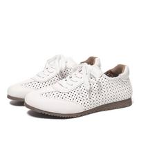 Women's Casual Sports Shoes Comfortable Soft Breathable Mesh Lightweight Leather Flat Shoes Simple Versatile Non Slip Sneakers 36 smėlis