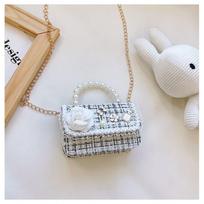 Pearl Handle Crossbody Bags Flower Decoration Shoulder Bag New Kid's Handbag  Girls violetinė