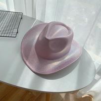 Spanish nightclub party western cowboy hat, fedora, bachelor party, bar jazz hat M（56-58cm） šviesiai rausvos spalvos