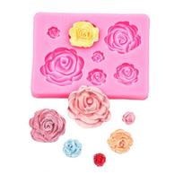 DIY Handmade Soap Chocolate Fondant Baking Mold Rose Flower Cake Decoration Silicone Mold 50-746-a-rose rožinė