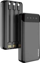 Talpi Dudao išorinė baterija su 3 integruotais laidais, 20000mAh, USB C tipo + micro USB + Lightning, juoda (Dudao K6Pro +)