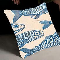 Colorful Sardine Lobster Fish Ocean Pillow Gifts Home Office Furnishings Bedroom Sofa Car Cushion Cover Case Peach skin 18*18(CM)-1Pcs