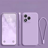 For Honor 400 Lite Liquid Silicone Lanyard Ring Holder Case For Huawei Honor 400lite Lens Camera Protective Phone Cover HONOR 400 Lite violetinė