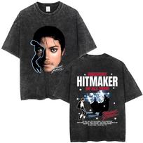 Greatest Hitmaker of All Time Michael Jackson King of Pop Vintage Washed T-shirt Men Women Retro Gothic Rock T Shirt Streetwear S įvairiaspalvis
